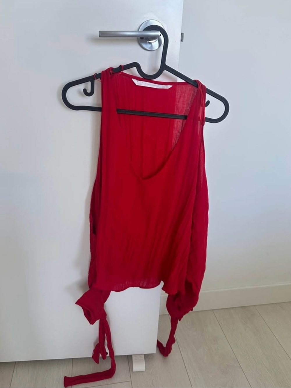 Zara Red Sleeveless Tie-Hem Camisole